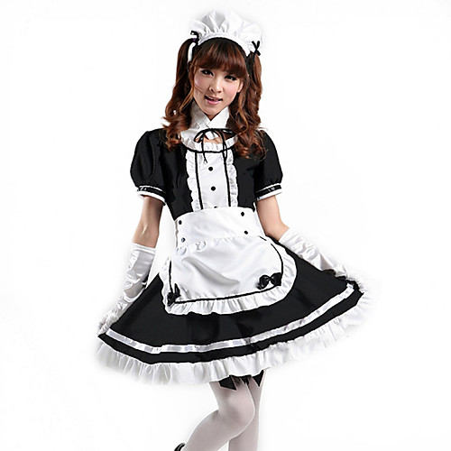 

Inspired by Cosplay Maid Costume Anime Cosplay Costumes Japanese Cosplay Suits Dresses Headpiece Patchwork Short Sleeve Dress Collar Apron For Women's / Headwear / Headwear