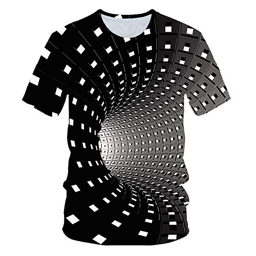 

Men's T shirt Graphic Geometric 3D Short Sleeve Daily Tops Basic Rainbow