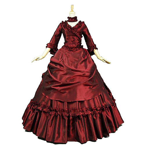 

Princess Maria Antonietta Floral Style Rococo Victorian Renaissance Vacation Dress Dress Party Costume Masquerade Women's Lace Costume Red Vintage Cosplay Christmas Halloween Party / Evening 3/4