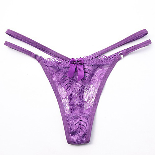 

Women's Lace / Cut Out / Bow G-strings & Thongs Panties - Normal Low Waist Black White Purple One-Size