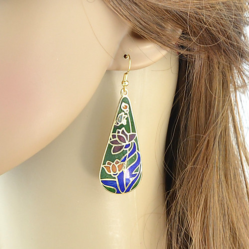 

Women's Drop Earrings Pear Cut Flower Stylish Ethnic Boho Earrings Jewelry Green For Daily Street Festival 1 Pair