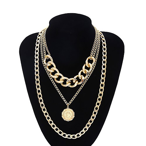 

Women's Pendant Necklace Statement Necklace Coin XOXO Punk European Trendy Rock Alloy Gold Silver 407 cm Necklace Jewelry 1pc For Anniversary Street Gift Prom Festival / Long Necklace