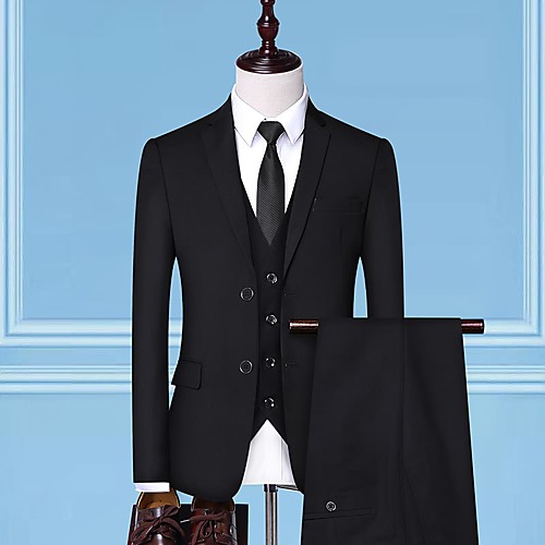 

Tuxedos Tailored Fit / Standard Fit Notch Single Breasted Two-buttons Cotton Blend / Cotton / Polyester City / Solid Color