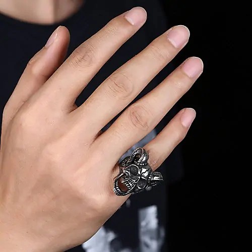 

Men's Statement Ring Pinky Ring Silver Stainless Steel Titanium Steel Classic Rock Hip-Hop Ceremony Club Jewelry Skull
