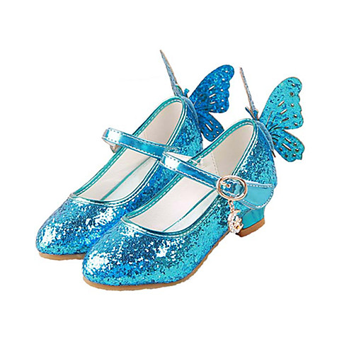 

Girls' Tiny Heels for Teens PU Heels Sequins Kids Bowknot / Sequin Pink / Gold / Blue Summer / Party & Evening / Rubber