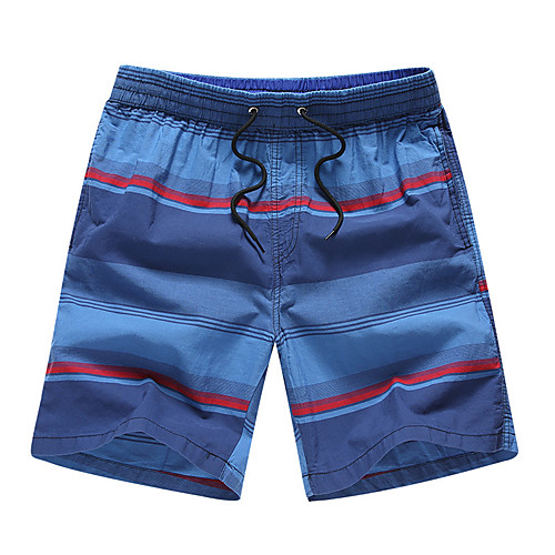 

Men's Swim Shorts Swim Trunks Board Shorts Breathable Quick Dry Short Sleeve Drawstring - Swimming Diving Beach Stripes Patchwork Autumn / Fall Spring Summer / Micro-elastic