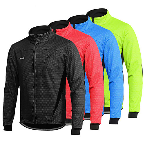 

Arsuxeo Men's Long Sleeve Cycling Jacket Winter Spandex Black Red Light Green Bike Thermal Warm Windproof Breathable Anatomic Design Waterproof Zipper Sports Mountain Bike MTB Road Bike Cycling