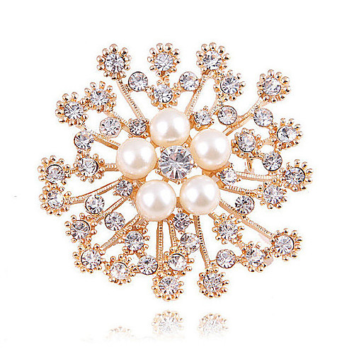 

Women's Synthetic Diamond Brooches Flower Ladies Classic Fashion fancy Imitation Pearl Brooch Jewelry Gold For Wedding Daily Masquerade Engagement Party Prom Date