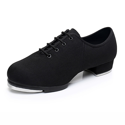 

Men's Dance Shoes Canvas Tap Shoes Heel Thick Heel Customizable Black / Performance / Practice