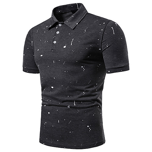 

Men's Polka Dot Solid Colored Polo - Cotton Basic Elegant Daily Going out Shirt Collar White / Light gray / Dark Gray / Short Sleeve