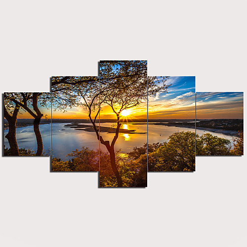 

Print Stretched Canvas Prints - Landscape Traditional Modern Five Panels Art Prints