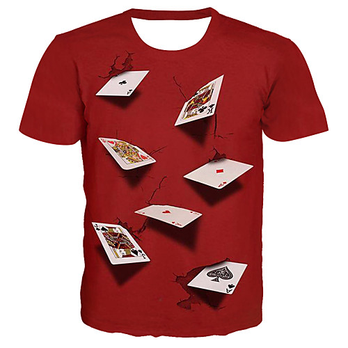 

Men's T shirt Graphic Simulation Plus Size Print Short Sleeve Casual Tops Basic Exaggerated Black Purple Red