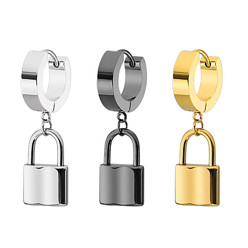 

Men's Earrings Stainless Steel Earrings Jewelry Gold / Black / Silver For Daily Festival 1 Pair