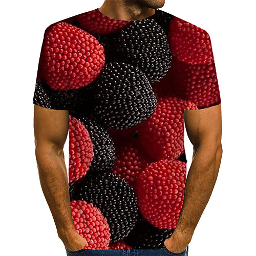 

Men's T shirt Color Block 3D Fruit Print Short Sleeve Daily Wear Tops Streetwear Exaggerated Black
