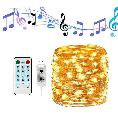 

20m String Lights 200 LEDs 17-Key Remote Controller 1 set Warm White RGB White Waterproof Cuttable USB USB Powered