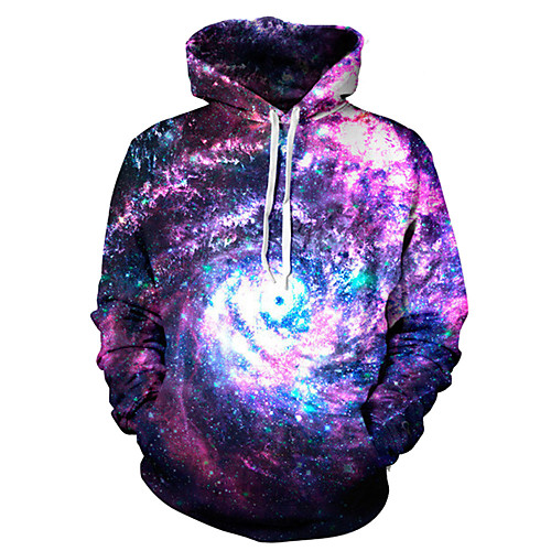 

Men's Hoodie Jacket Galaxy / 3D Hooded Basic Loose Purple S M L XL XXL