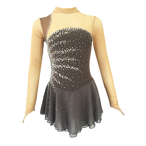 

21Grams Figure Skating Dress Women's Girls' Ice Skating Dress Yan pink Violet Dark Purple Open Back Spandex High Elasticity Training Competition Skating Wear Solid Colored Classic Crystal / Rhinestone