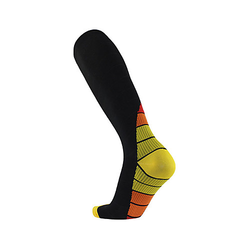 

Men's Athletic Sports Socks Hiking Socks 1 Pair Outdoor Sweat-Wicking Compression Socks Long Socks Stripes Nylon Black / Yellow White Black for Climbing