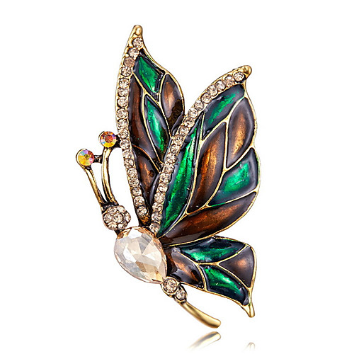 

Men's Women's Brooches Retro Butterfly Artistic Fashion Brooch Jewelry Yellow and Green For Party Festival