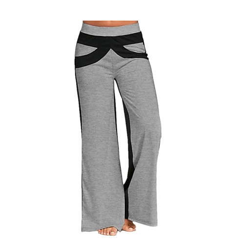 

Women's Plus Size Wide Leg Pants Color Block Patchwork White Blue Gray