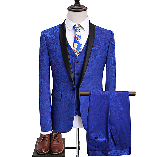 

Tuxedos Slim Fit Shawl Collar Single Breasted One-button Polyester Jacquard