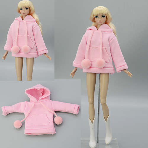 

Doll Coat Tops For Barbiedoll Pink Elastic Satin Poly / Cotton Lace Top For Girl's Doll Toy / Kids