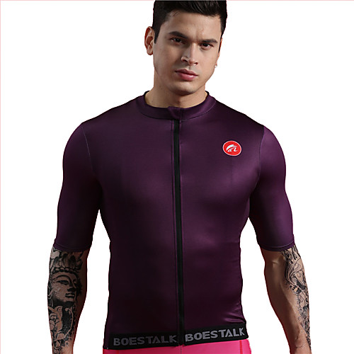 

BOESTALK Men's Short Sleeve Cycling Jersey Violet Bike Base layer Jersey Compression Clothing Mountain Bike MTB Road Bike Cycling UV Resistant Breathable Quick Dry Sports Clothing Apparel / Stretchy