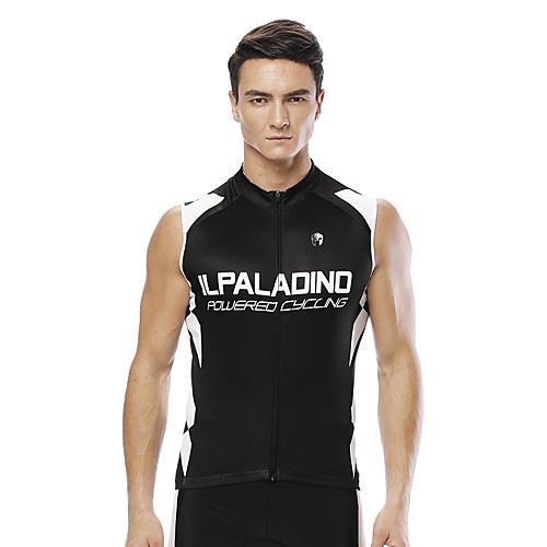 

ILPALADINO Men's Sleeveless Cycling Jersey Black Geometic Bike Jersey Top Road Bike Cycling UV Resistant Reflective Strips Back Pocket Sports Clothing Apparel