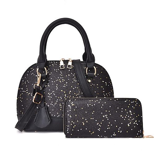 

Women's Sequin / Glitter PU(Polyurethane) / PU Bag Set Solid Color 2 Pieces Purse Set Black / White / Blushing Pink