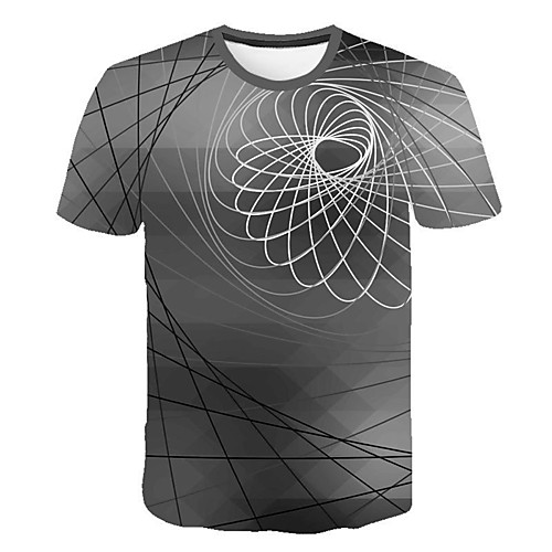 

Men's T shirt Geometric 3D Plus Size Short Sleeve Casual Tops Streetwear Punk & Gothic Gray