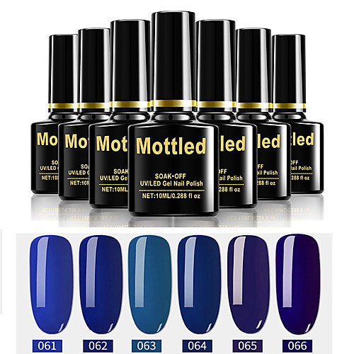 

6 Pcs color 61-66 Mottled Soak-Off UV/LED Gel Nail Polish Solid Color Nail Lacquer Sets