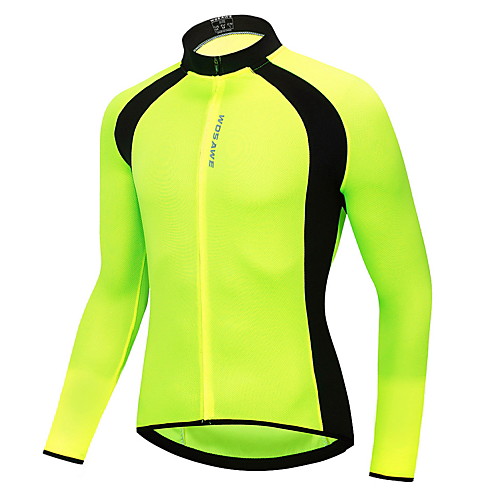 

WOSAWE Men's Women's Long Sleeve Cycling Jersey Black Green Solid Color Plus Size Bike Jersey Top Breathable Moisture Wicking Quick Dry Sports 100% Polyester Mountain Bike MTB Road Bike Cycling