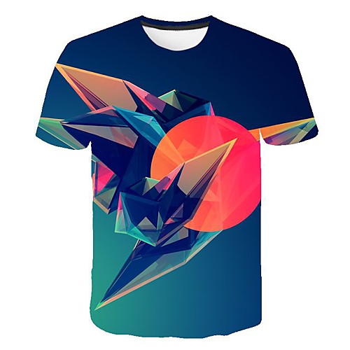 

Men's 3D Print T-shirt Daily Round Neck Navy Blue / Short Sleeve