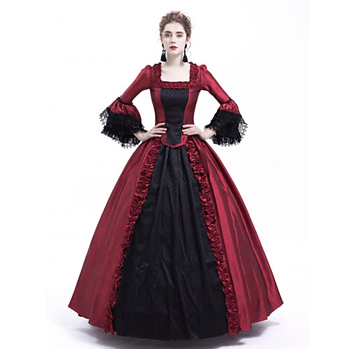 

Princess Maria Antonietta Floral Style Rococo Victorian Renaissance Vacation Dress Dress Party Costume Masquerade Women's Lace Costume RedBlack Vintage Cosplay Christmas Halloween Party / Evening