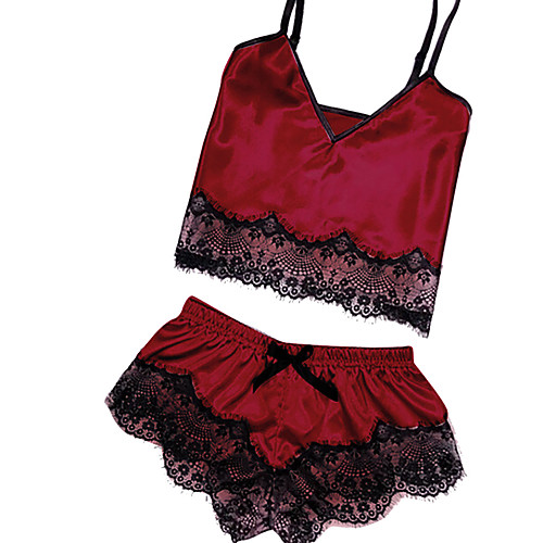 

Women's Backless / Cut Out / Mesh Suits Nightwear Jacquard / Solid Colored Black Wine Blushing Pink S M L