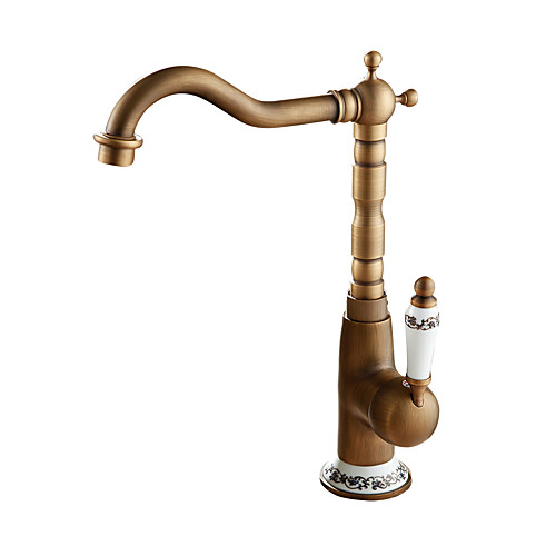 

Bathroom Sink Faucet - Rotatable Antique Copper Free Standing Single Handle One HoleBath Taps / Brass