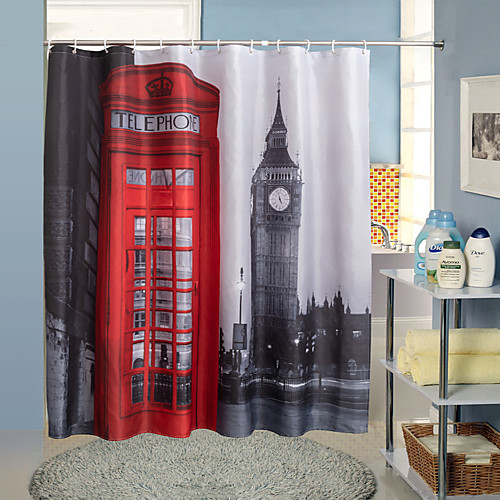 

Shower Curtains Modern Polyester Machine Made Waterproof Bathroom