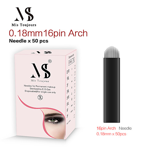 

50pcs Manual Permanent Makeup Needles 0.18mm 16U Shape Tebori Tattoo Blades For Microblading