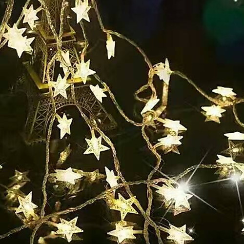 

3m String Lights Star Shaped Cute Fairy 20 LEDs Warm White Party Holiday Bedroom Decor 3V 1set