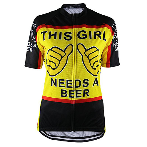 

21Grams Women's Short Sleeve Cycling Jersey Black / Yellow Oktoberfest Beer Bike Top Mountain Bike MTB Road Bike Cycling UV Resistant Breathable Quick Dry Sports Clothing Apparel / Micro-elastic