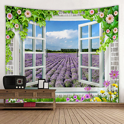 

Window Landscape Wall Tapestry Art Decor Blanket Curtain Picnic Tablecloth Hanging Home Bedroom Living Room Dorm Decoration Polyester Garden Flower