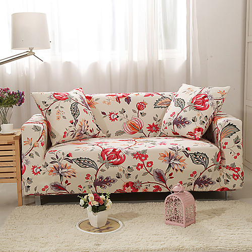 

Floral Print 1-Piece Sofa Cover Couch Cover Furniture Protector Soft Stretch Slipcover Spandex Jacquard Fabric Super Fit for 1~4 Cushion Couch and L Shape Sofa,Easy to Install(1 Free Cushion Cover)