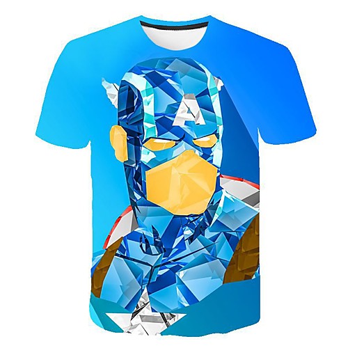 

Men's 3D Print T-shirt Daily Round Neck Blue / Short Sleeve
