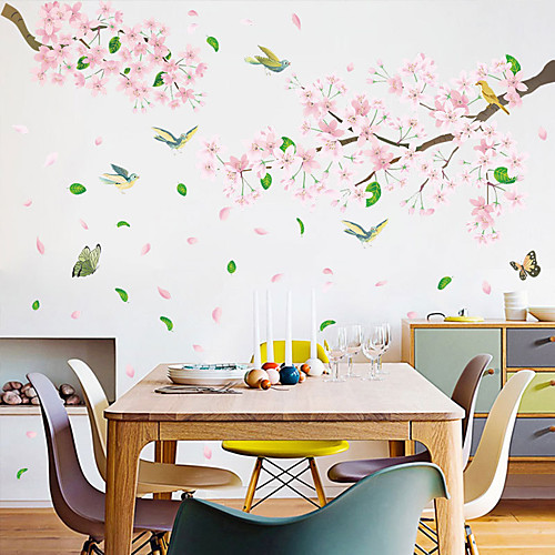 

Pink Flowers And Birds Wall Stickers - 3D Wall Stickers Floral / Botanical / Landscape Study Room / Office / Dining Room / Kitchen