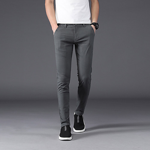 

Men's Basic Cotton Dress Pants Chinos Pants Solid Colored Full Length Black Army Green Khaki