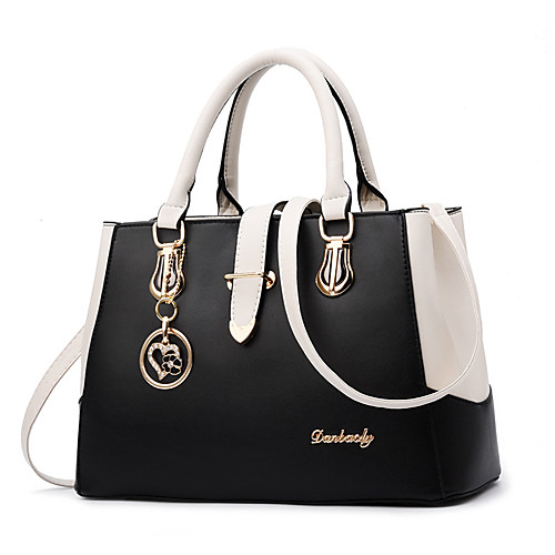 

Women's Zipper PU(Polyurethane) / PU Top Handle Bag Color Block Black / Wine / White / Fall & Winter