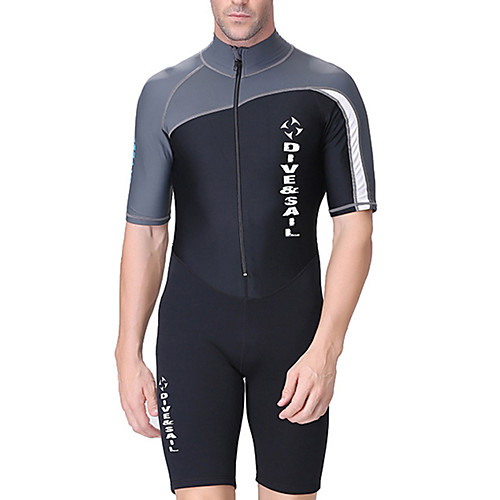 

Dive&Sail Men's Shorty Wetsuit 1.5mm Spandex Diving Suit SPF50 UV Sun Protection Breathable Short Sleeve Front Zip - Swimming Diving Watersports Patchwork Spring Summer / Quick Dry / Anatomic Design