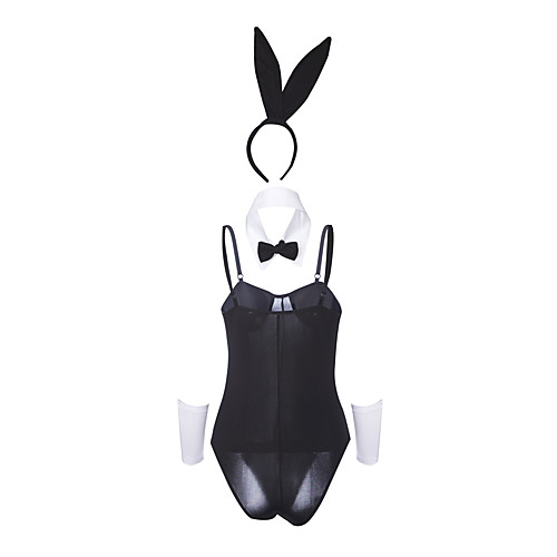 

Women's Sexy Nightwear - Cut Out Solid Colored Playboy Bunny Costume Black L XL XXL