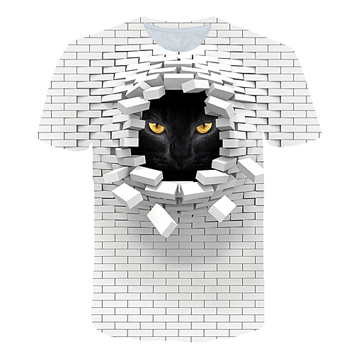 

Men's 3D Graphic Print T-shirt Street chic Exaggerated Club Beach Round Neck White / Short Sleeve / Animal