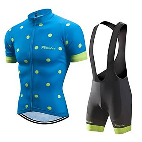 

Malciklo Men's Short Sleeve Cycling Jersey with Bib Shorts Black / Blue Polka Dot Bike Clothing Suit Breathable Quick Dry Ultraviolet Resistant Sports Polka Dot Mountain Bike MTB Road Bike Cycling